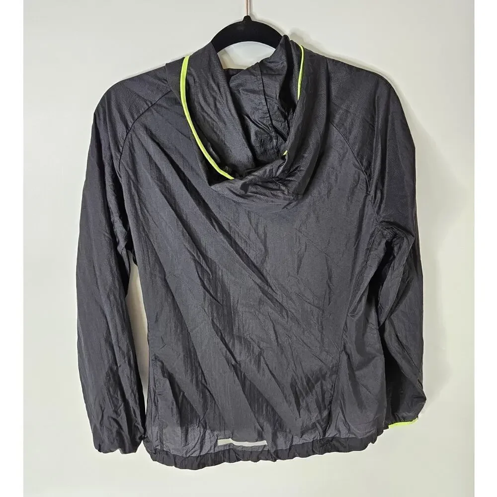 Nike Sportswear Womens Windrunner Full Zip Black Neon Green Size Large
